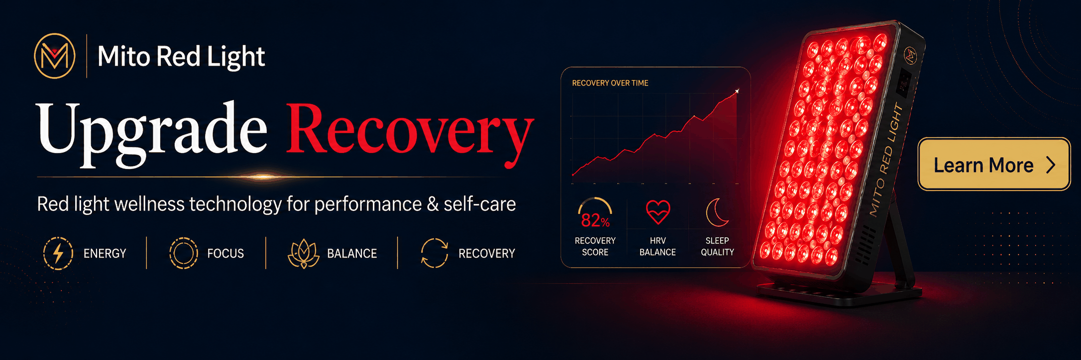 Mito Red Light banner: red light therapy devices for recovery and wellness routines