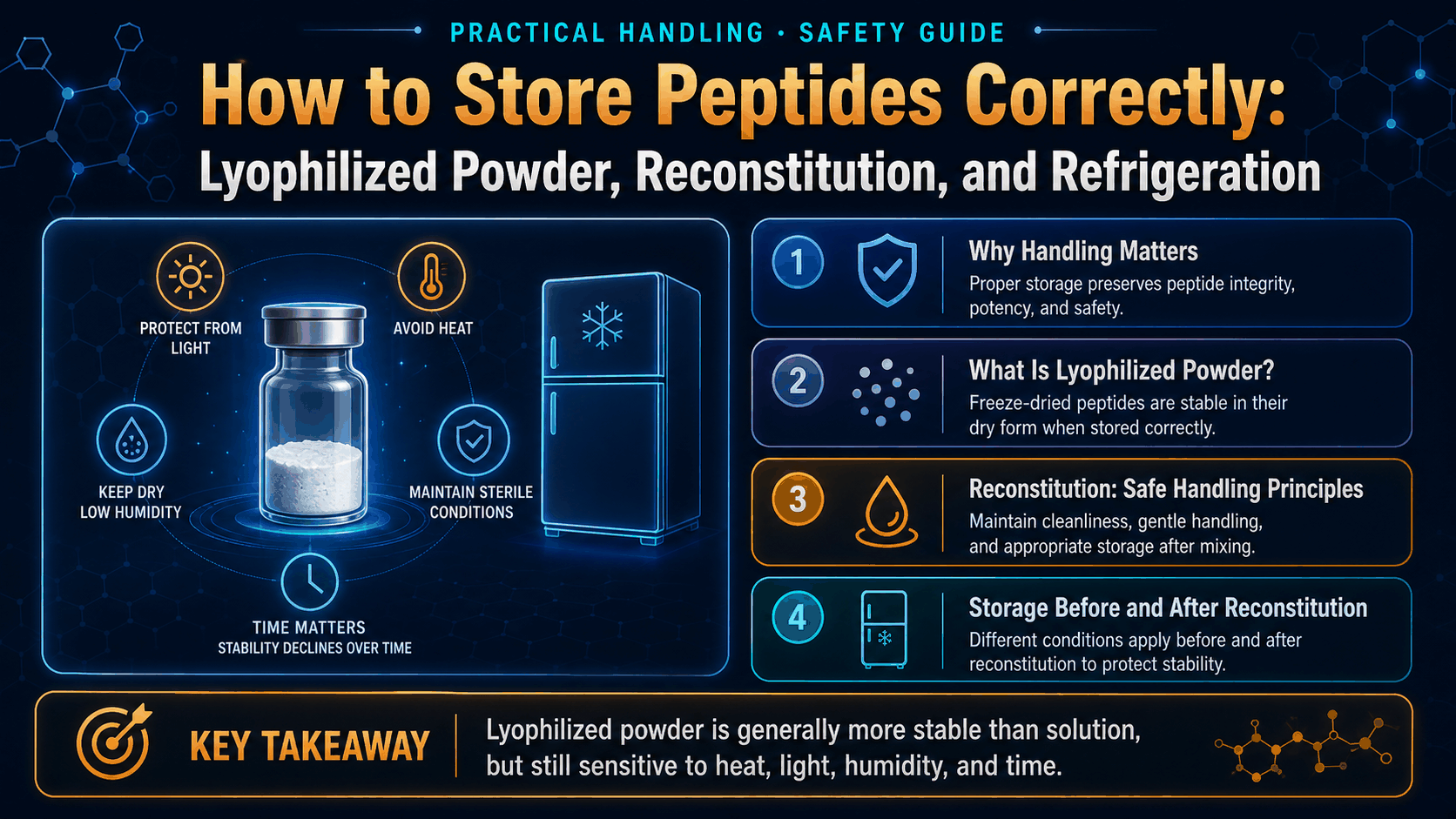 How to Store Peptides Correctly: Lyophilized Powder, Reconstitution, and Refrigeration — image 1