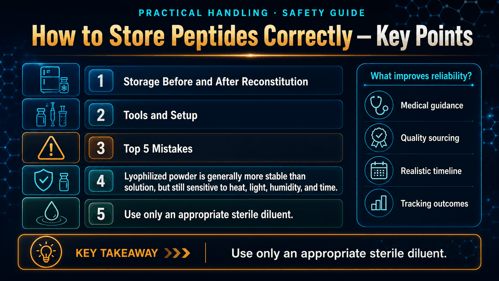 How to Store Peptides Correctly: Lyophilized Powder, Reconstitution, and Refrigeration — image 2